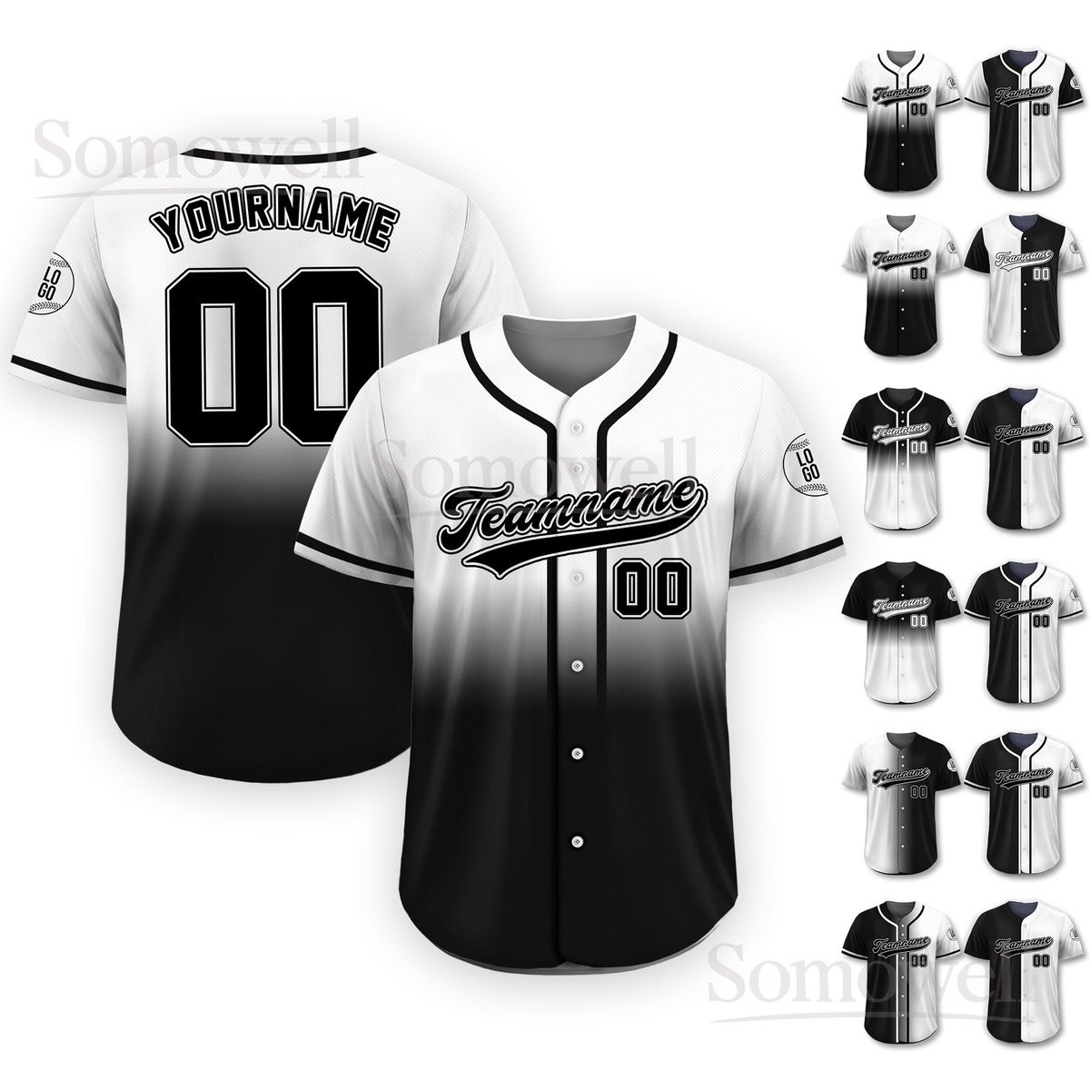 Personalized Custom Baseball Jersey with Team Name Number Available in Multiple Colors