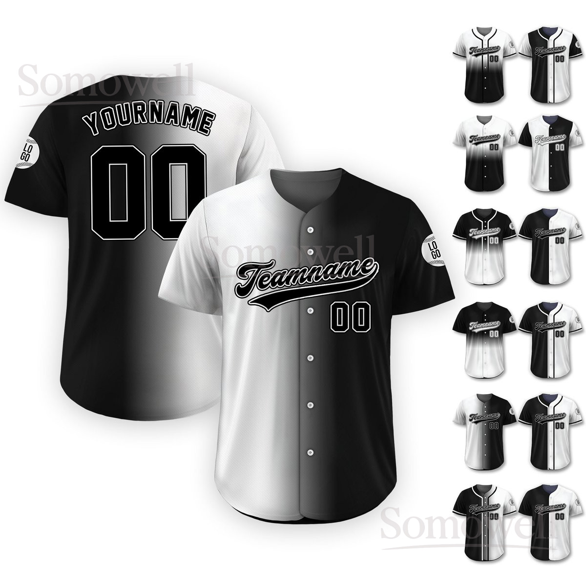 Personalized Team Name Number Logo Baseball Jersey for Men Women Youth Multi Color Edition