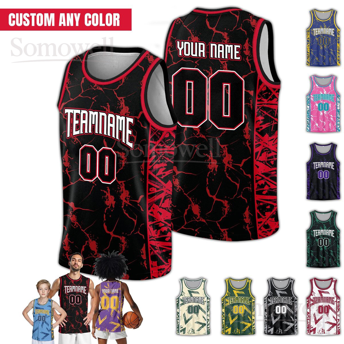 Personalized Team Name Number Basketball Jersey Many Colors For Adult Youth And Kid Top