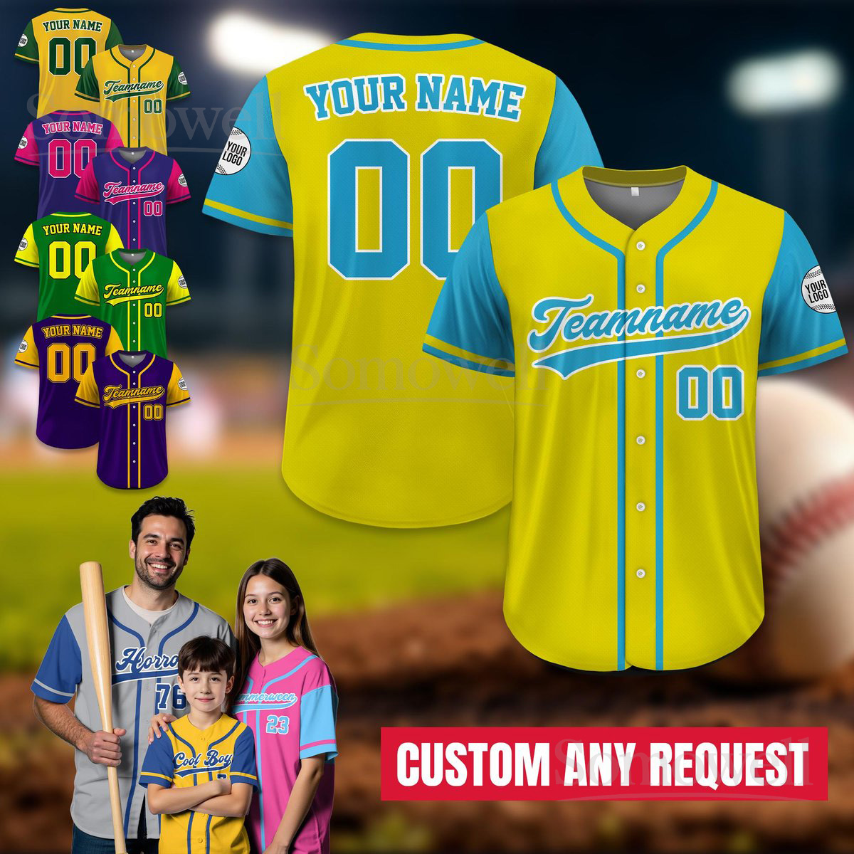 Personalized Baseball Jersey Uniform for Men Women Youth Kid Custom Design in Multiple Colors