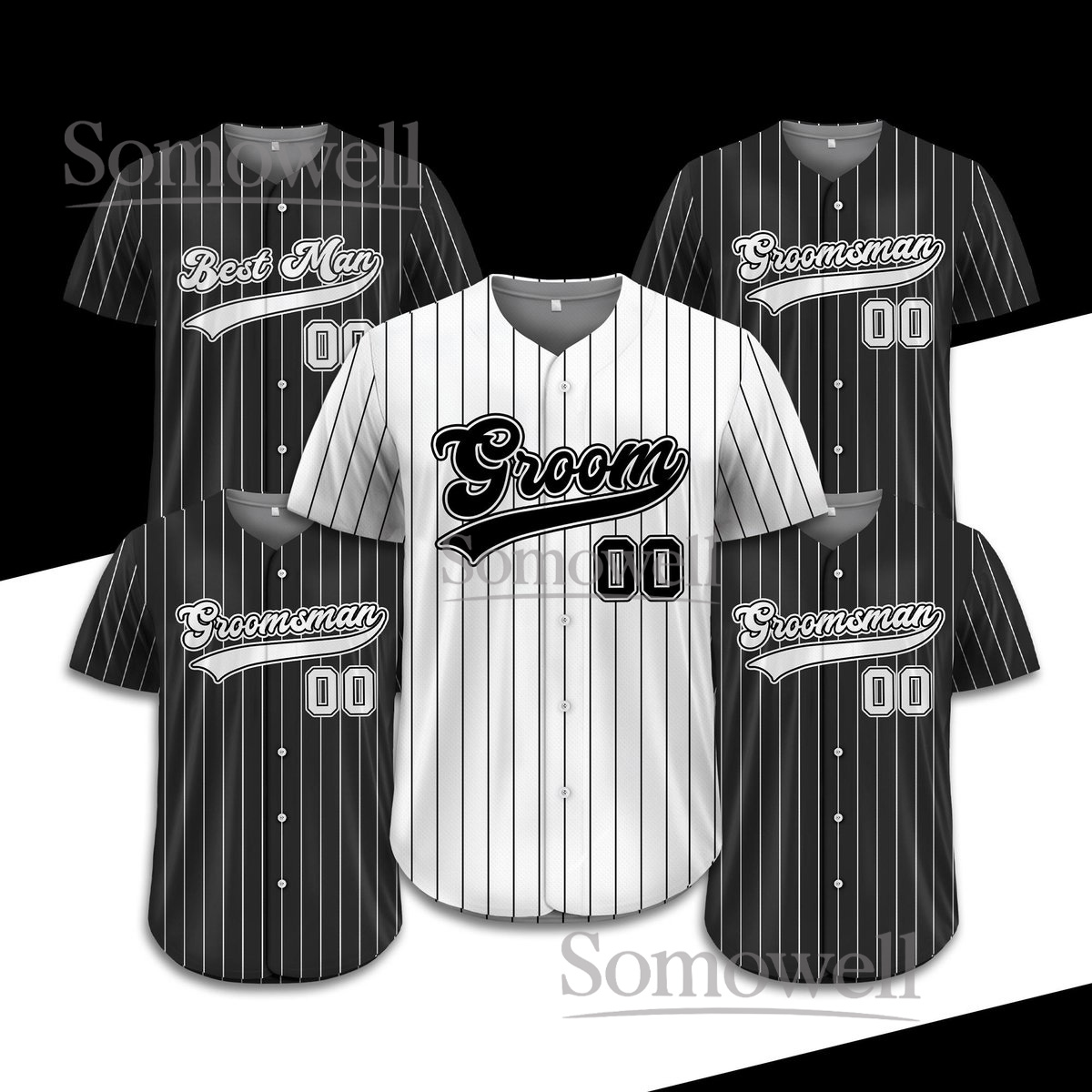 Personalized The Groom Groomsmen Team Baseball Jersey Custom Name and Number for Wedding Party in Multiple Colors