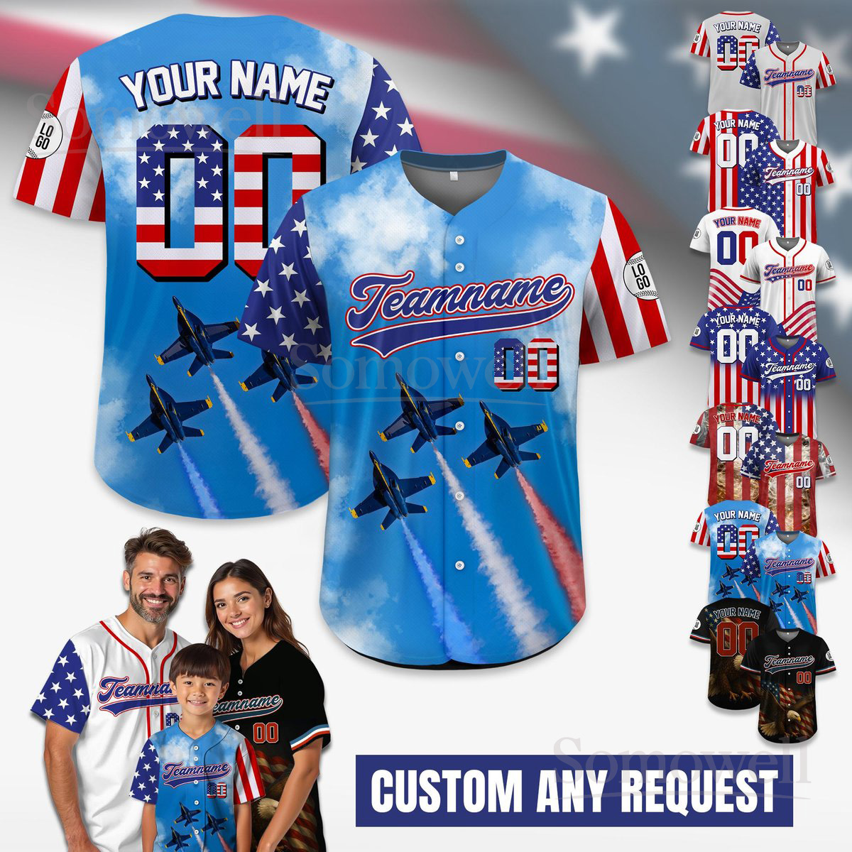 Custom USA Baseball Jersey with Team Name and Number for Men Women Youth Custom Shirt