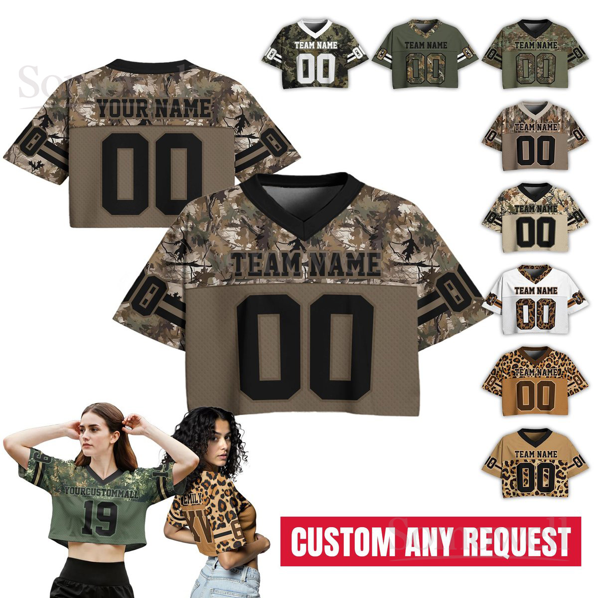 Personalized Women39s Crop Top Football Jersey Custom Team Name Number Logo Women Crop Tee Multi Color Edition