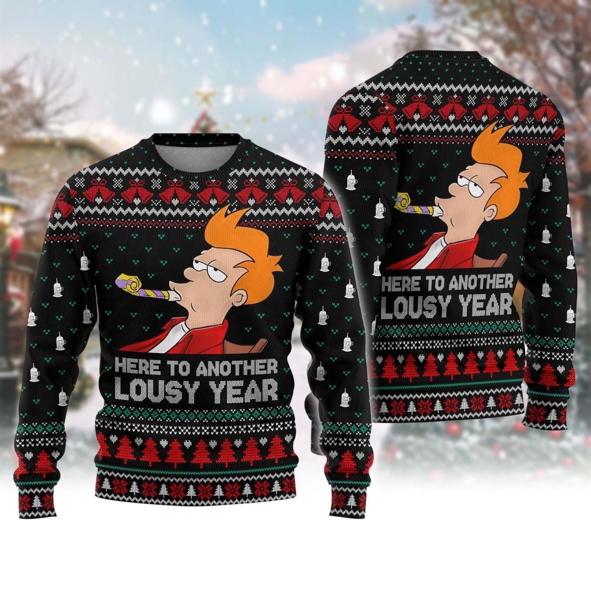 Futurama Fry Ugly Sweater Funny Cartoon Fans Lousy Year Christmas Gift