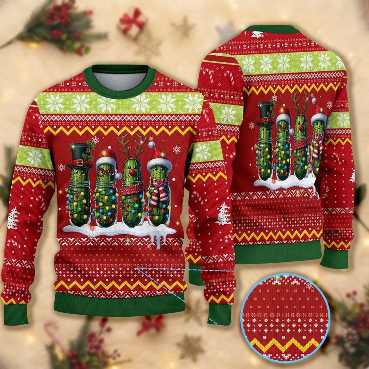 Pickle Christmas Ugly Sweater Funny Vegetable Lovers Cute Holiday Gift
