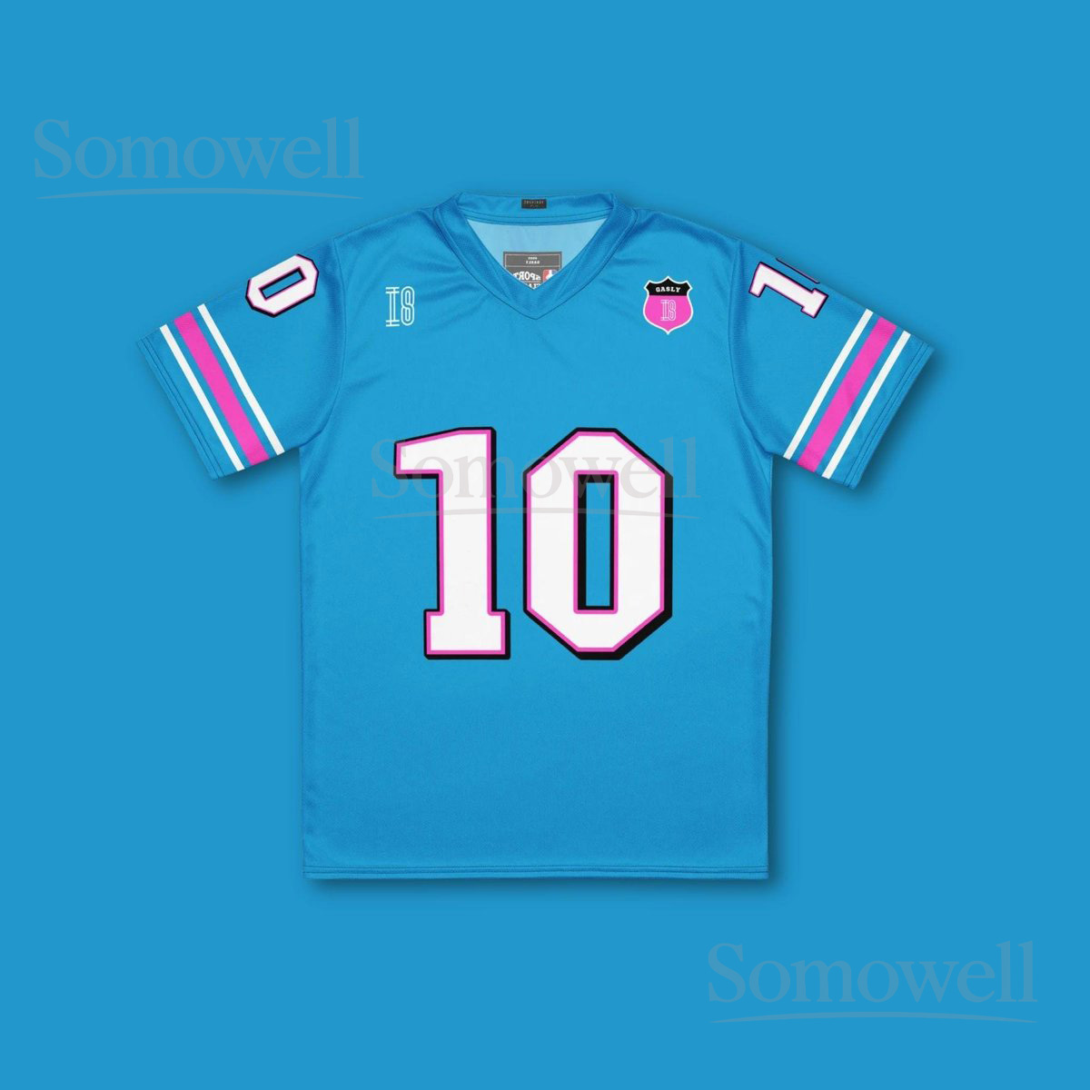 Custom Pierre Gasly Alpine F1 Football Jersey Shirt for Racing Fans Blue and Pink Formula One Outfit Made from Recycled Polyester