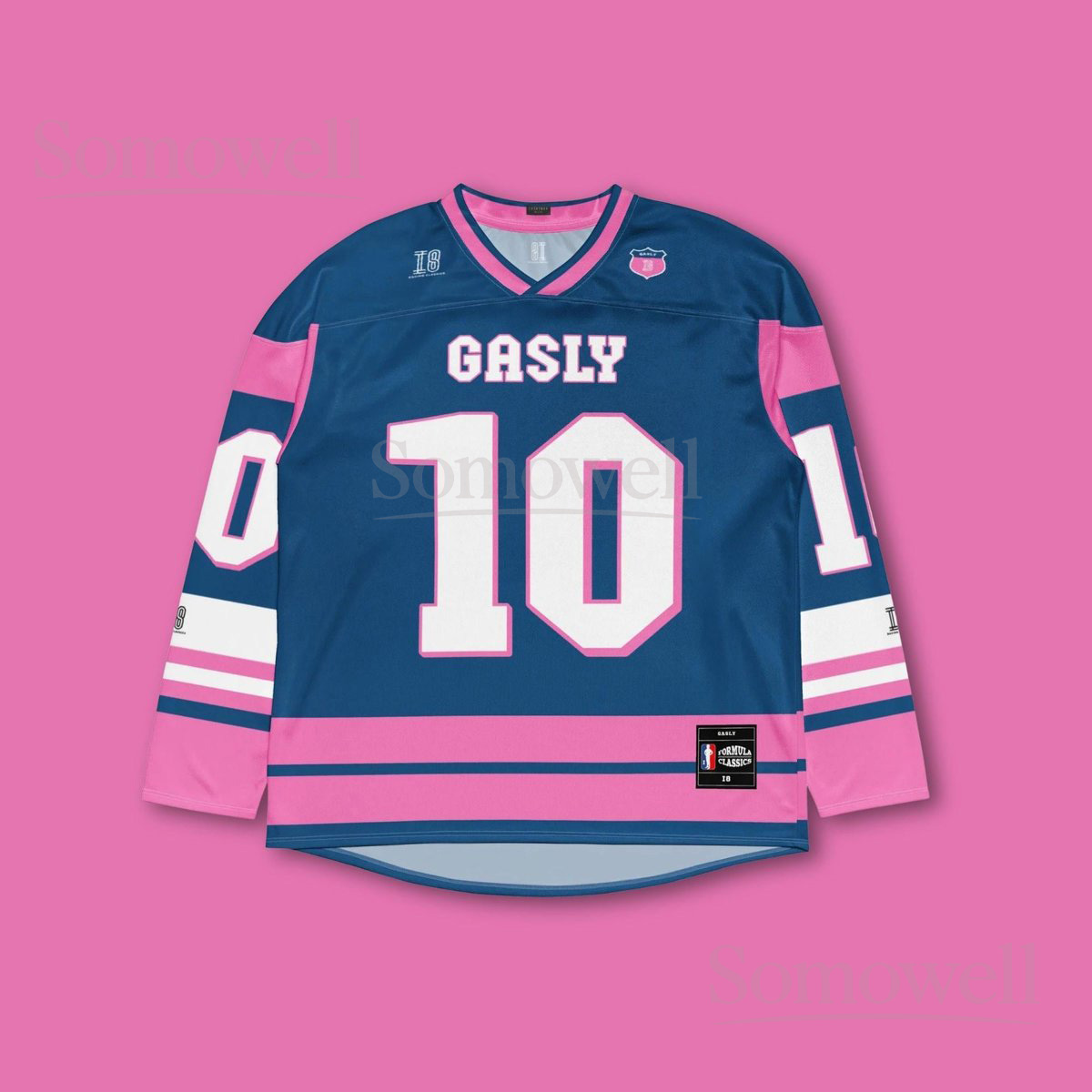 Custom Pierre Gasly Alpine F1 Hockey Jersey Shirt for Racing Fans Black and Pink Recycled Polyester Formula 1 Outfit