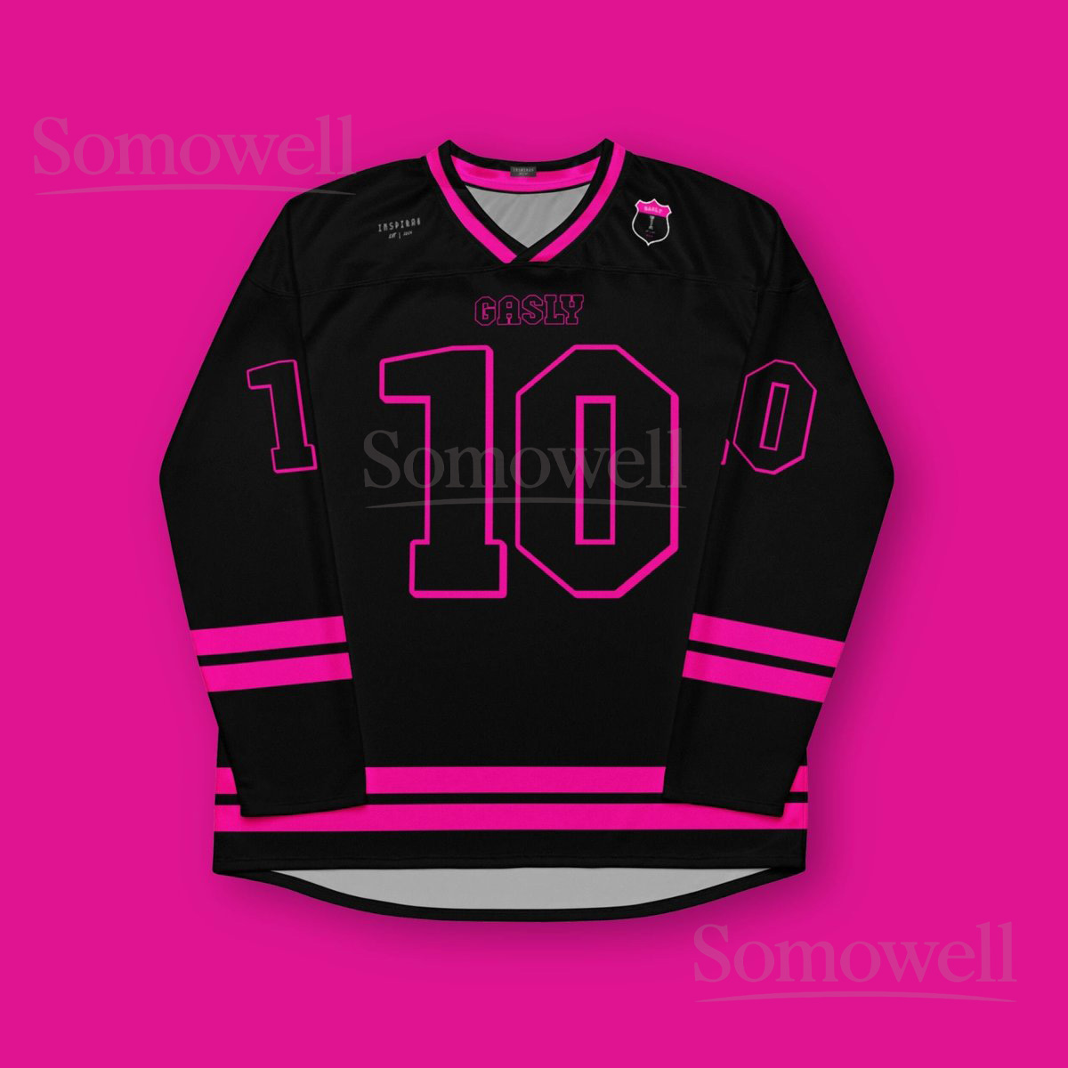 Custom Pierre Gasly Alpine F1 Hockey Jersey Shirt for Formula 1 Fans Black and Pink Recycled Polyester Team Apparel
