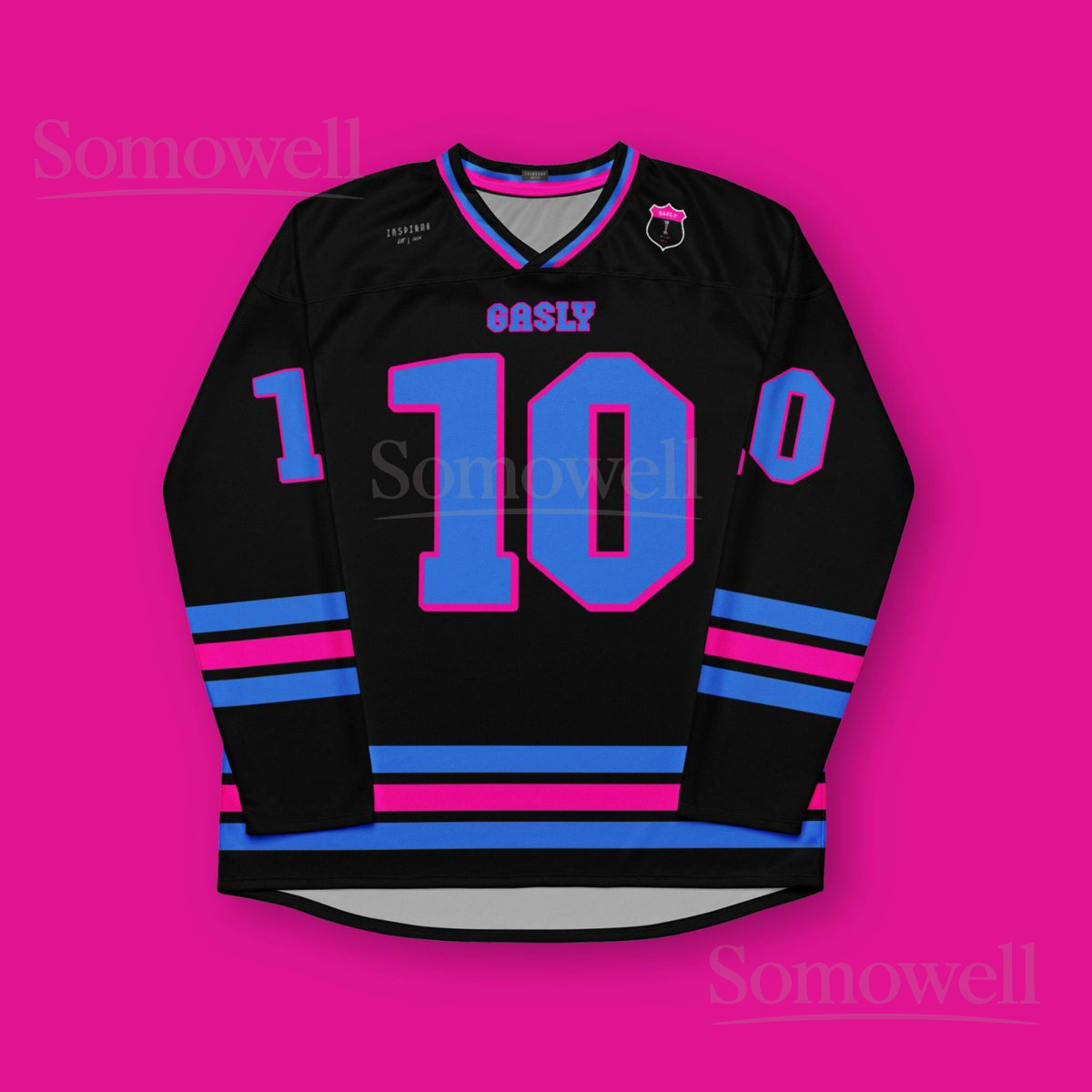Custom Pierre Gasly Alpine F1 Hockey Jersey Shirt for Formula One Fans Blue and Pink Recycled Polyester Racing Design