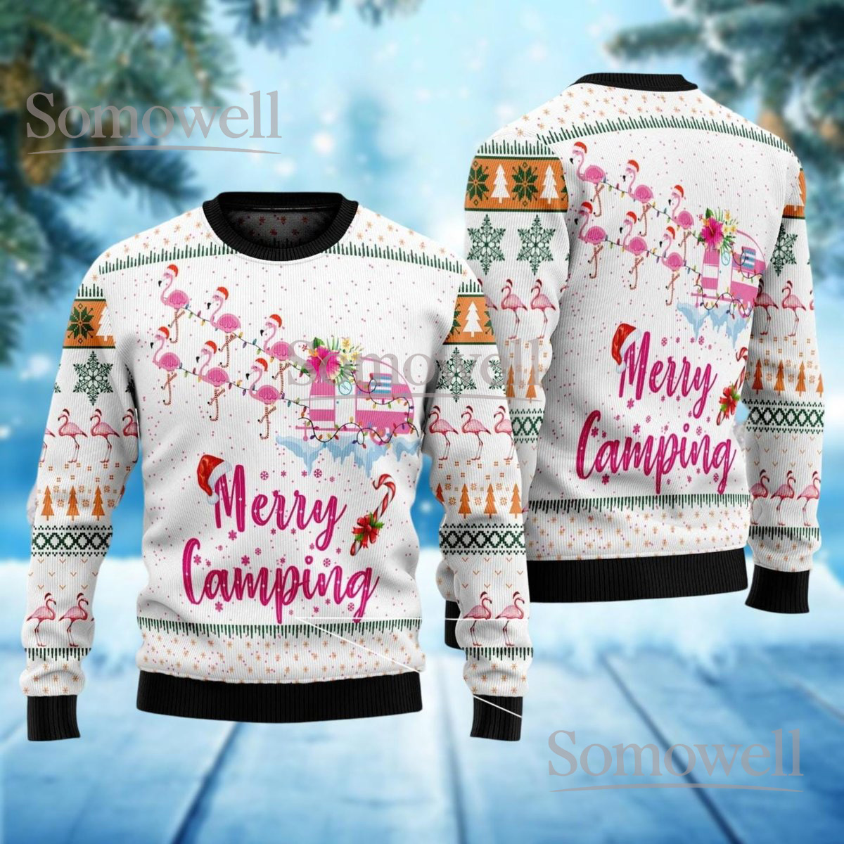 Merry Drunk I’m Christmas Flamingo Ugly Christmas Sweater Funny Drinking Holiday Knit Jumper