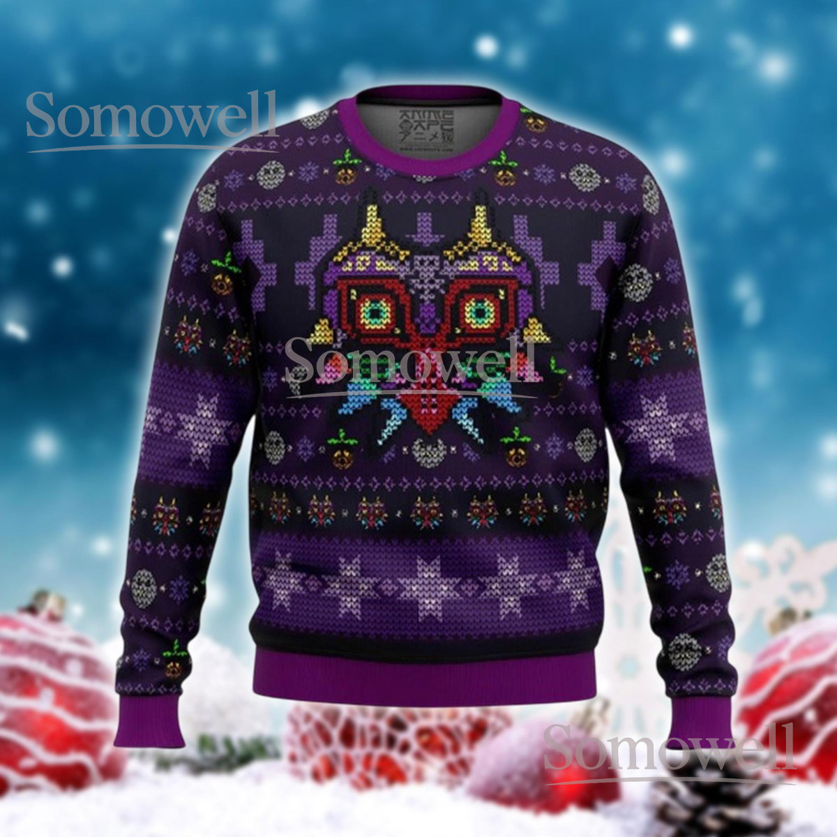 Majora’s Mask Pixel Ugly Christmas Sweater Funny Gamer Zelda Holiday Gift