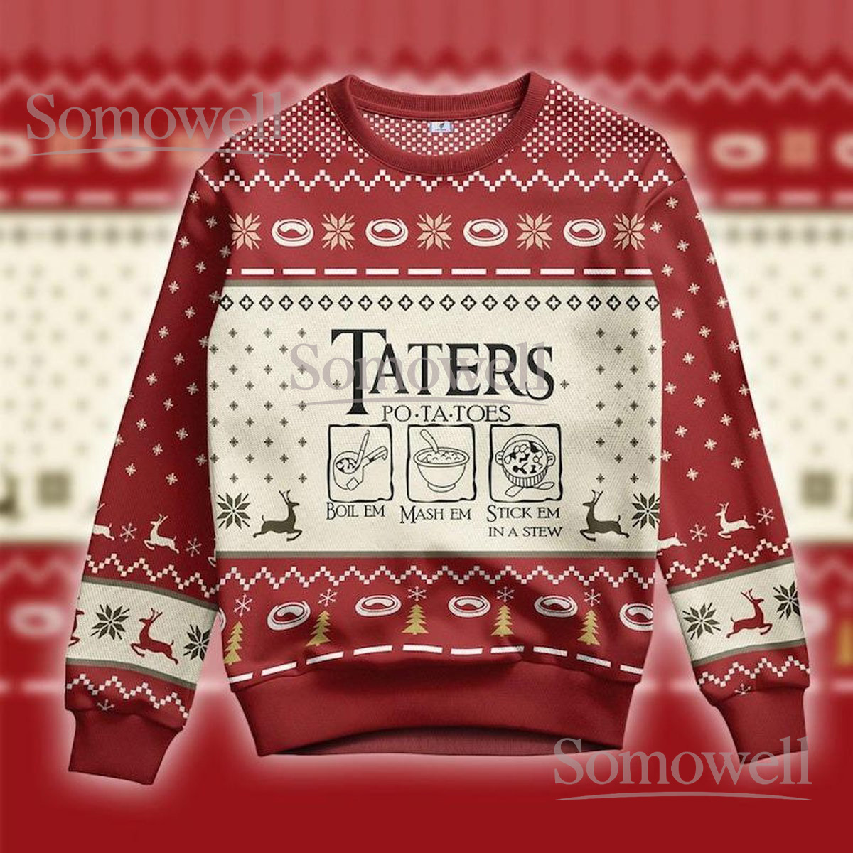 Taters Po-ta-toes Ugly Christmas Sweater Funny LOTR Meme Holiday Gift