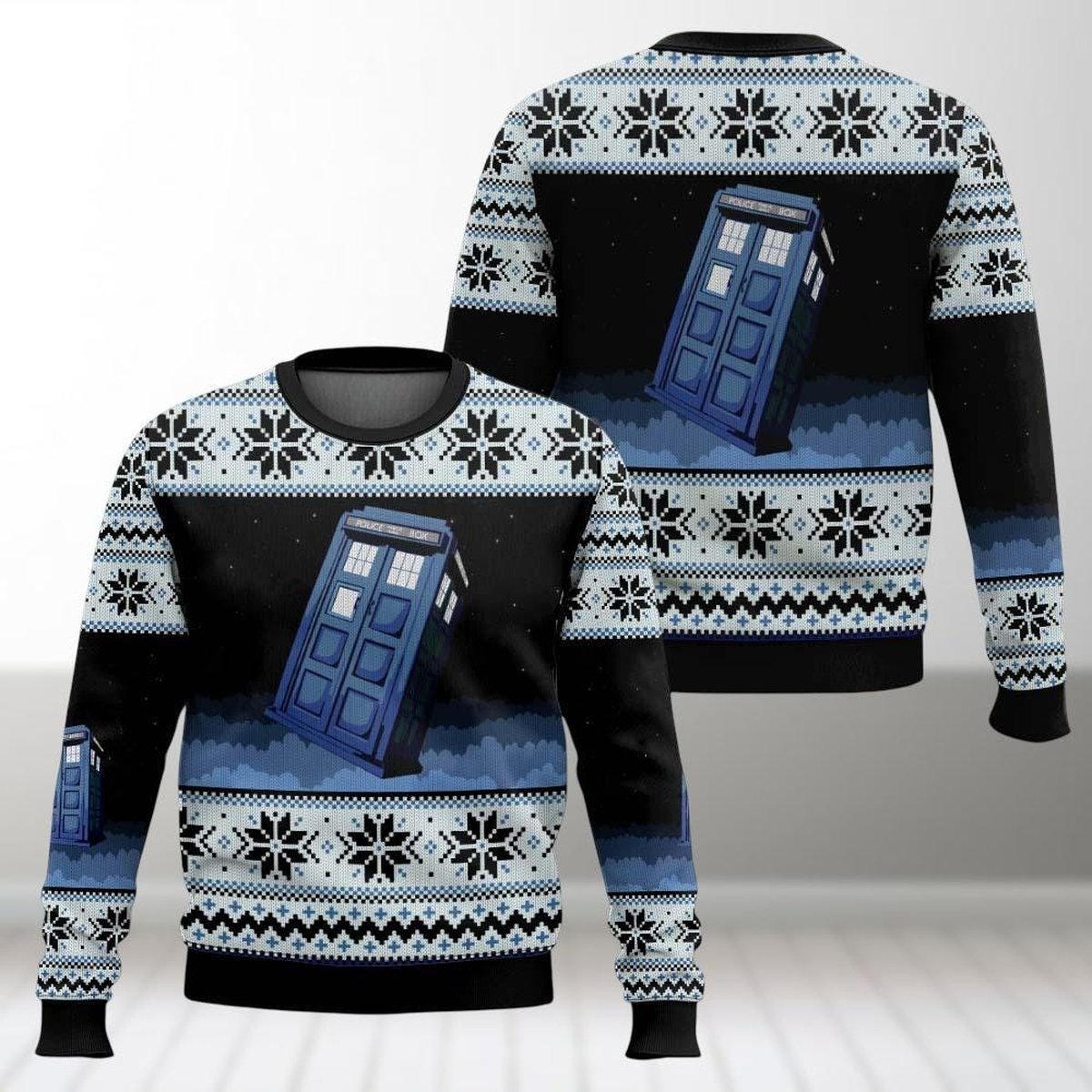 Doctor Who Police Box Ugly Christmas Sweater Sci Fi Fans Holiday Gift