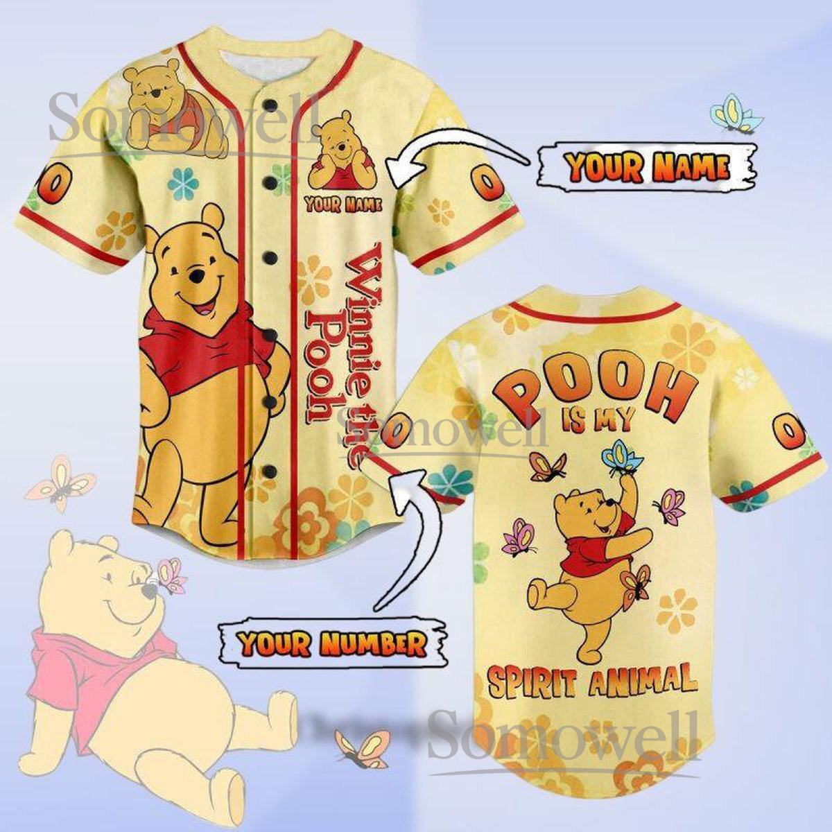 Pooh Is My Spirit Animal Baseball Jersey Shirt Personalized Winnie The Pooh Gift