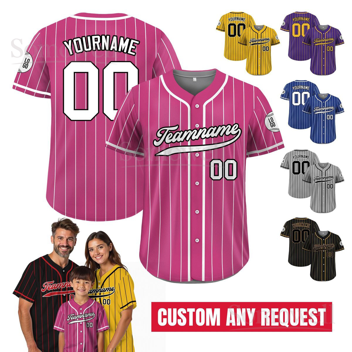 Printed Pink White Custom Baseball Jersey Personalized Team Name Number Cute Aesthetic Style for Women Youth Multi Color Edition