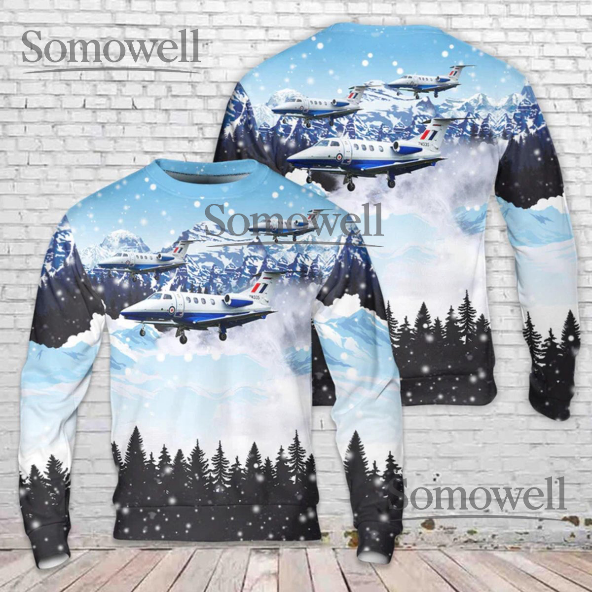 Private Jet Christmas Sweater Funny Aviation Holiday Crewneck