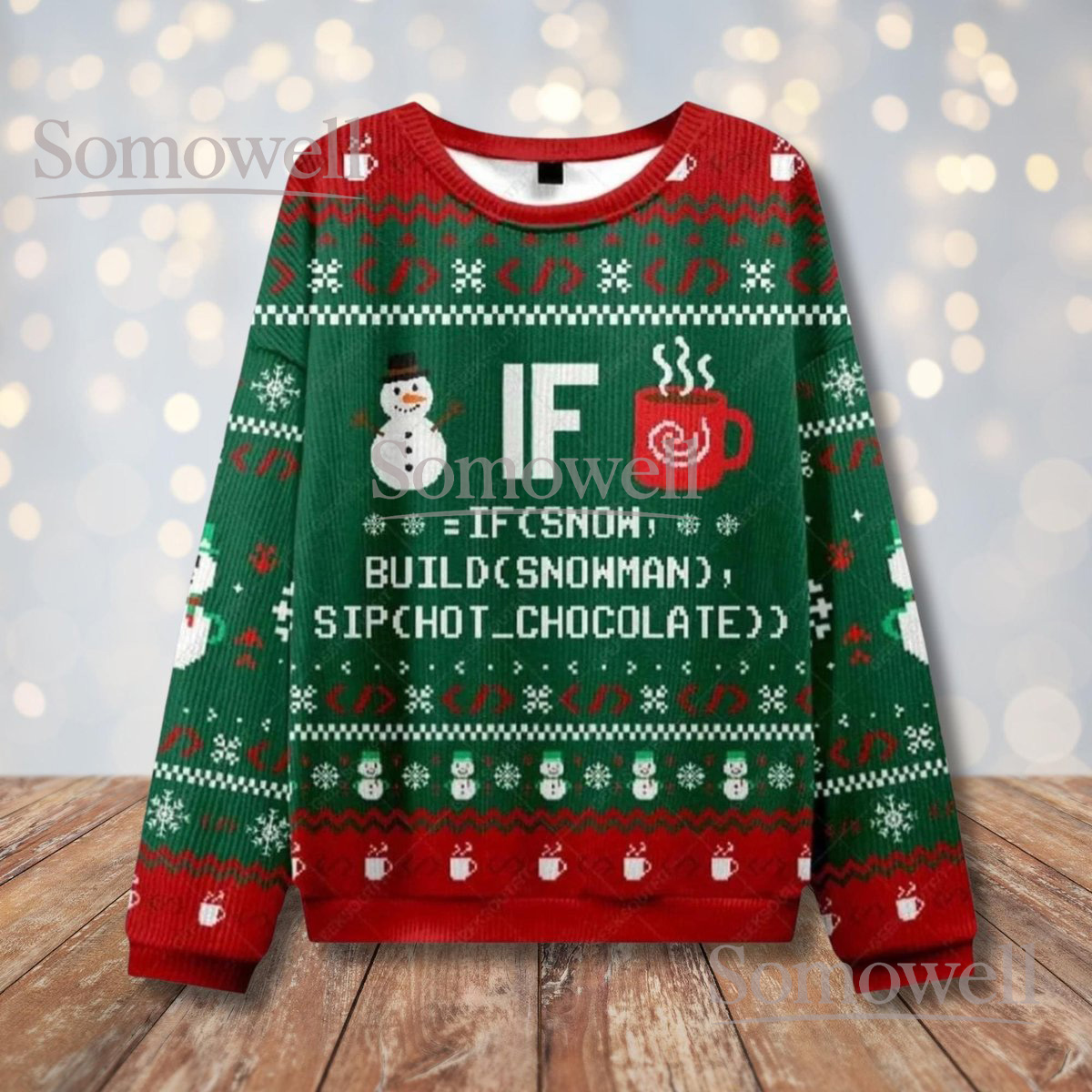 Programmer Code Ugly Christmas Sweater IF Snow Build Snowman Funny Geek Holiday Knit Jumper