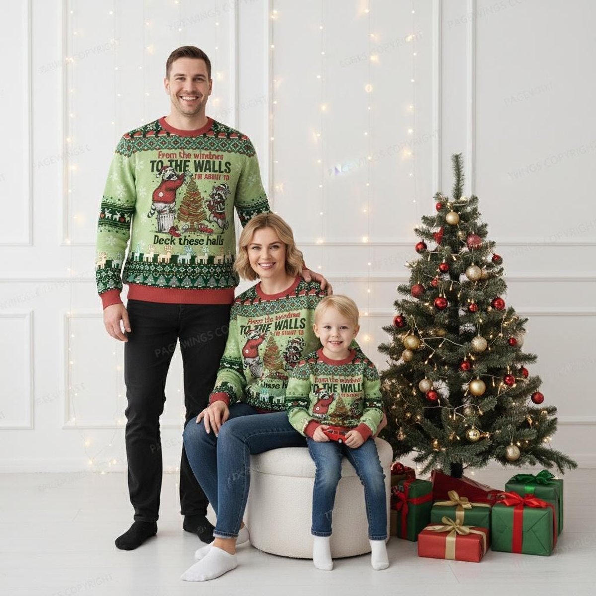 Raccoon Deck These Halls Ugly Christmas Sweater Funny Animal Holiday Pullover Gift for Book Lovers