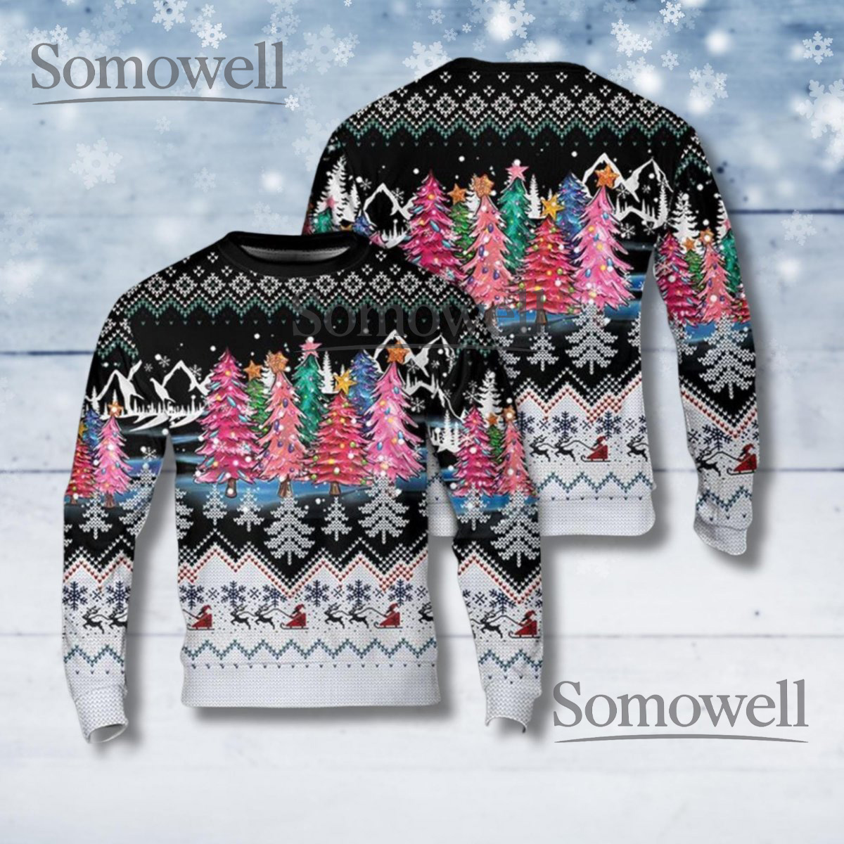 Rainbow Christmas Tree Sweater Unisex Holiday Party Pullover