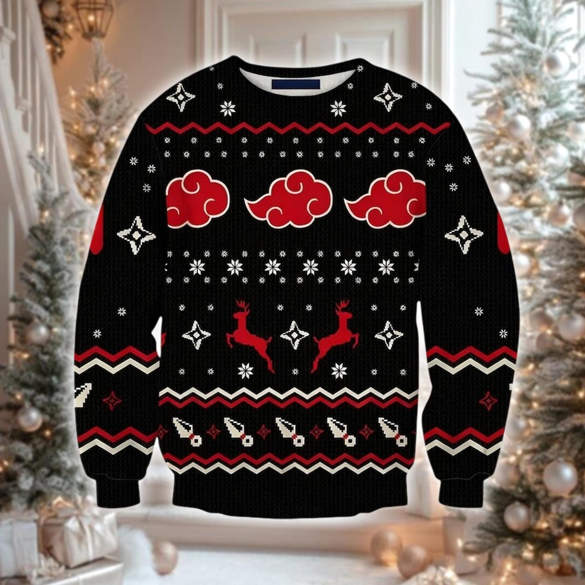 Red Cloud Ninja Ugly Sweater Anime Clan Symbol Funny Christmas Gift
