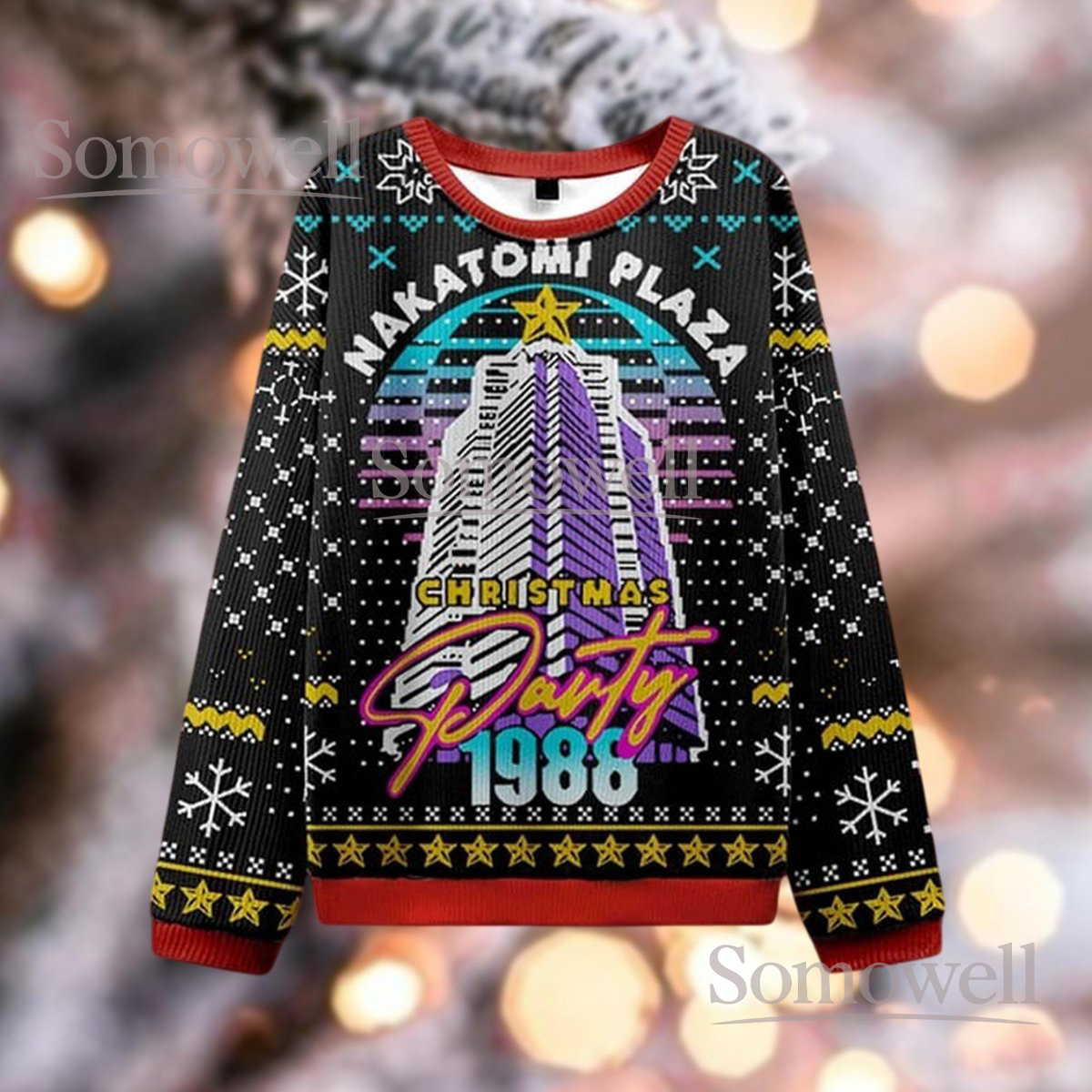 Nakatomi Plaza 1988 Christmas Party Ugly Sweater Retro Die Hard Movie Holiday Gift