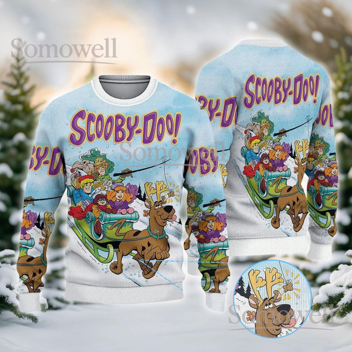 Scooby-Doo Ugly Christmas Sweater Funny Cartoon Dog Holiday Gift