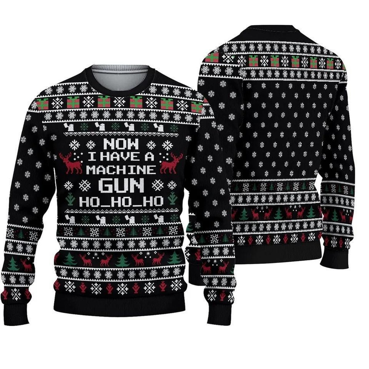 Die Hard Now I Have A Machine Gun Ho Ho Ho Black Ugly Christmas Sweater Holiday Knit Gift