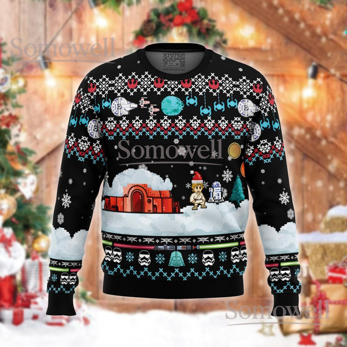 Pixel Space Adventure Ugly Christmas Sweater Funny Sci Fi Gamer Holiday Gift