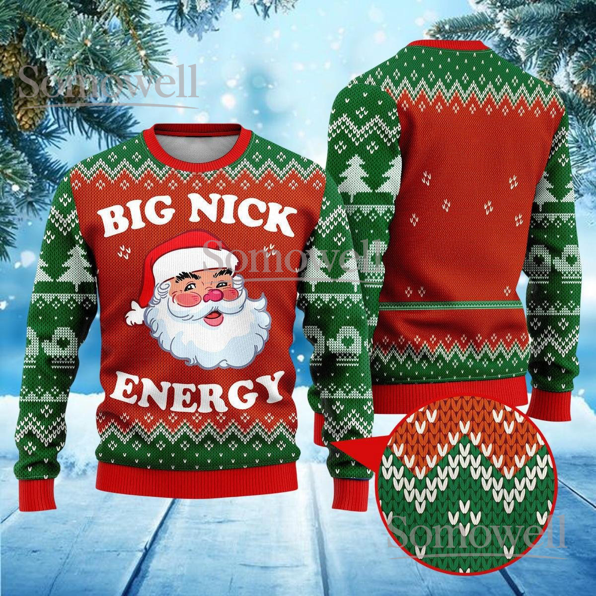 Big Nick Energy Santa Ugly Christmas Sweater Funny Adult Humor Holiday Knit Jumper Gift