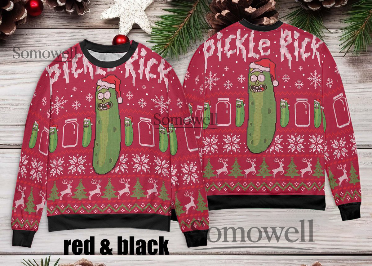 Pickle Rick Christmas Sweater Funny Christmas Sweater for Rick and Morty Fans with Many Colors