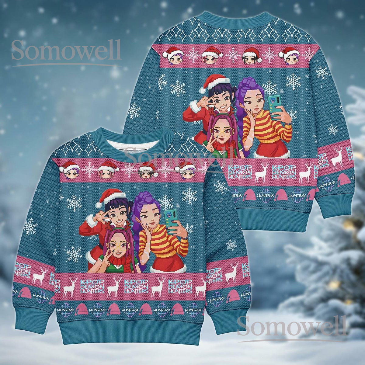Kpop Demon Hunters Rumi Mira Zoey Ugly Christmas Sweater Cute Anime Holiday Gift