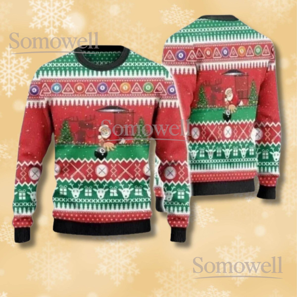 Santa on Tractor Ugly Christmas Sweater Unisex Fair Isle Knit