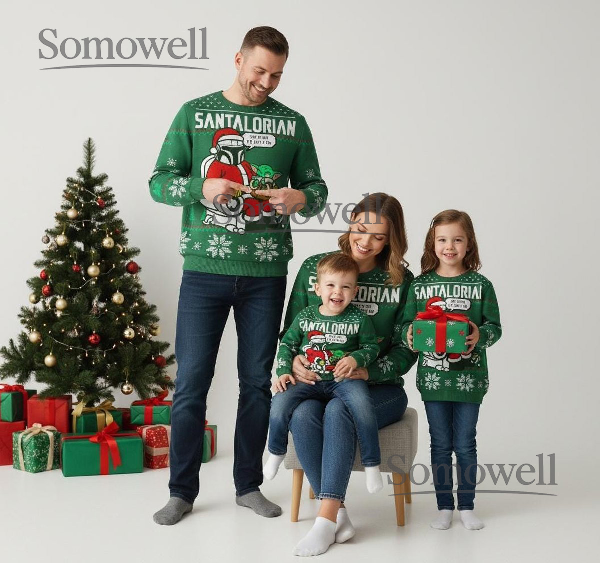 Santalorian Funny Star Wars Christmas Sweater Mandalorian Style