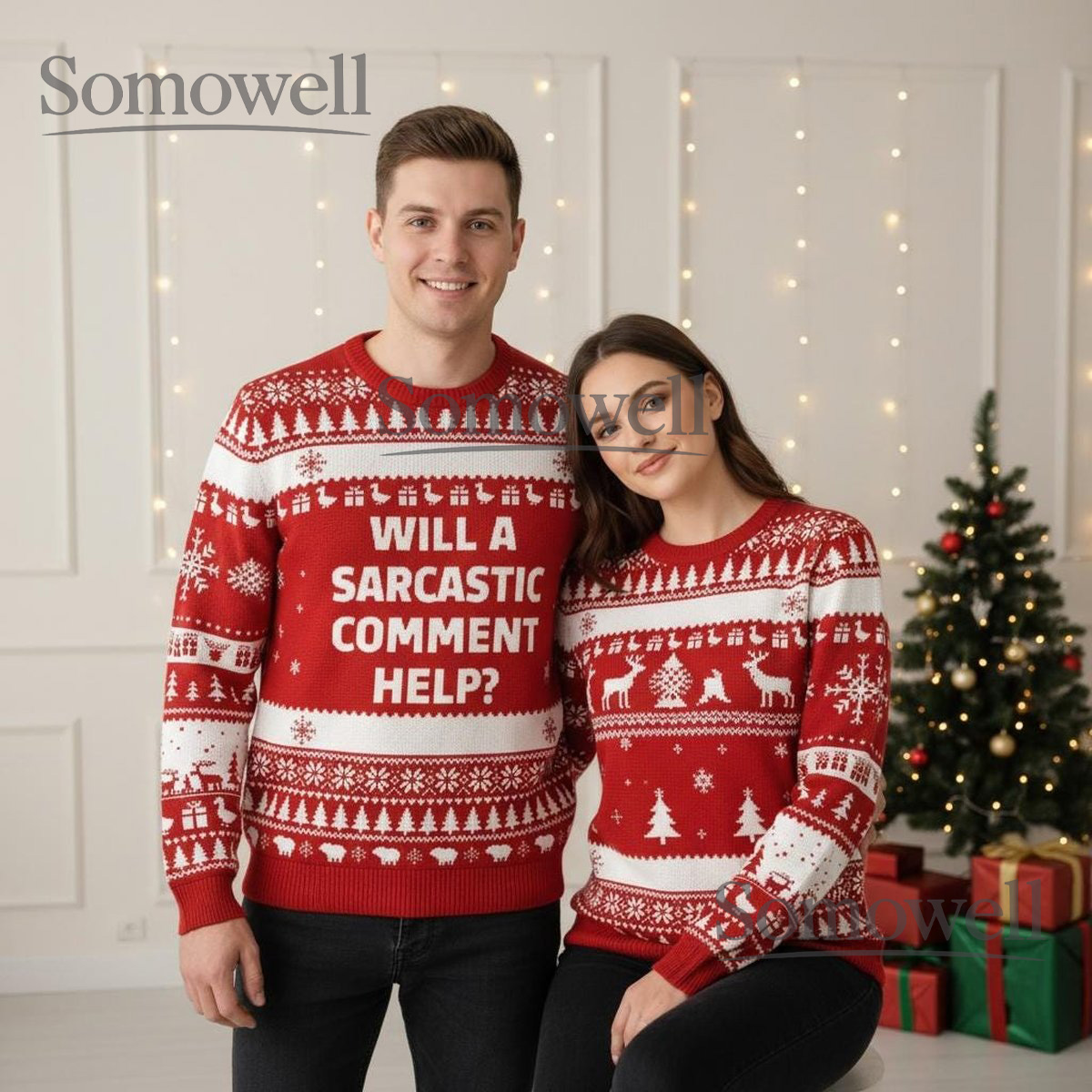 Will A Sarcastic Comment Help Funny Quote Christmas Ugly Sweater Red Knit