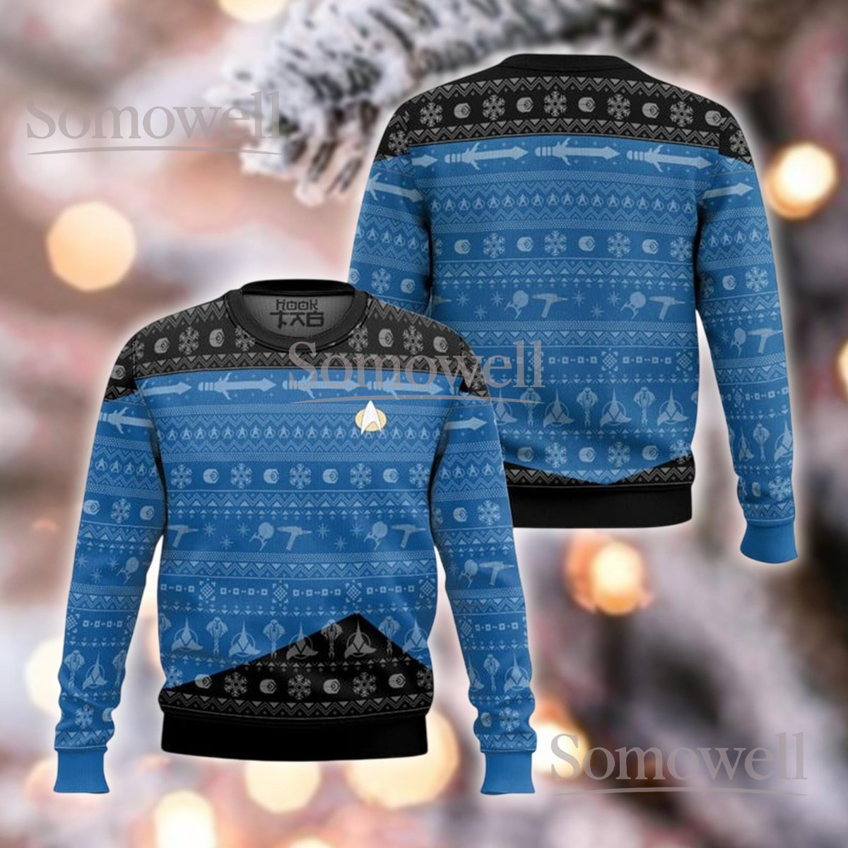 Blue Sci Fi Holiday Jumper Ugly Christmas Sweater Futuristic Space Themed Gift