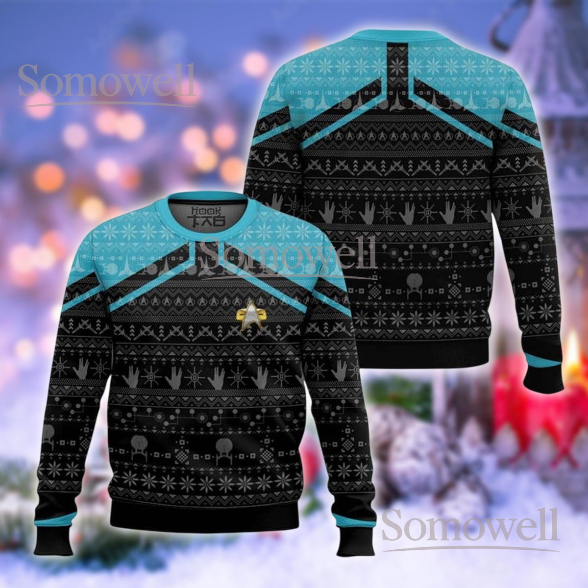 Black Blue Sci Fi Uniform Jumper Ugly Christmas Sweater Futuristic Space Gift
