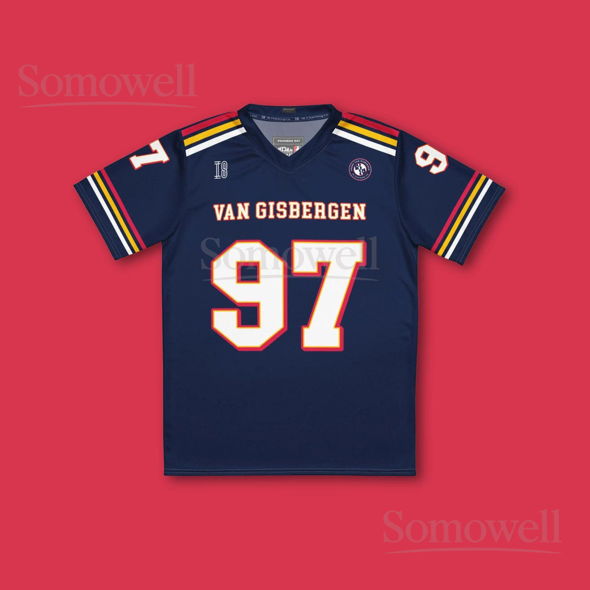 Custom Shane Van Gisbergen Redbull Supercars Football Jersey Shirt for Racing Fans Navy and Yellow Motorsport Team Apparel