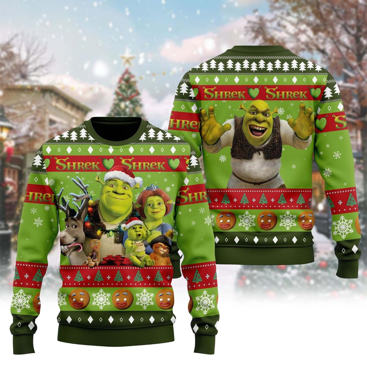 Shrek Family Ugly Sweater Funny Cartoon Movie Fans Christmas Holiday Gift