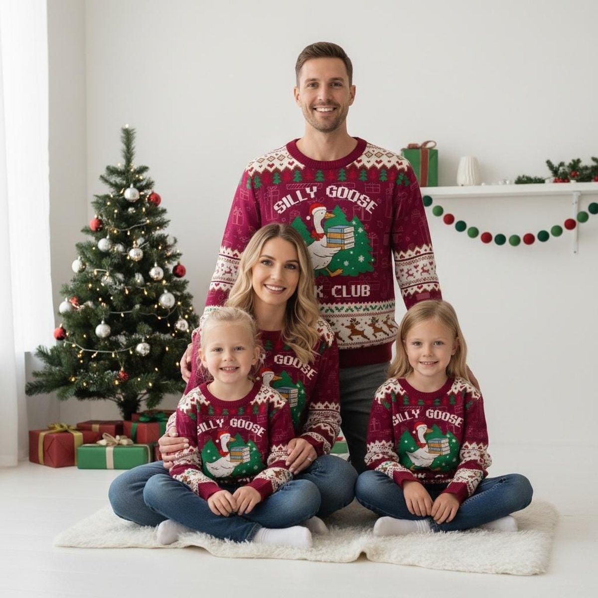 Silly Goose Book Club Ugly Christmas Sweater Funny Reading Lover Holiday Pullover Gift