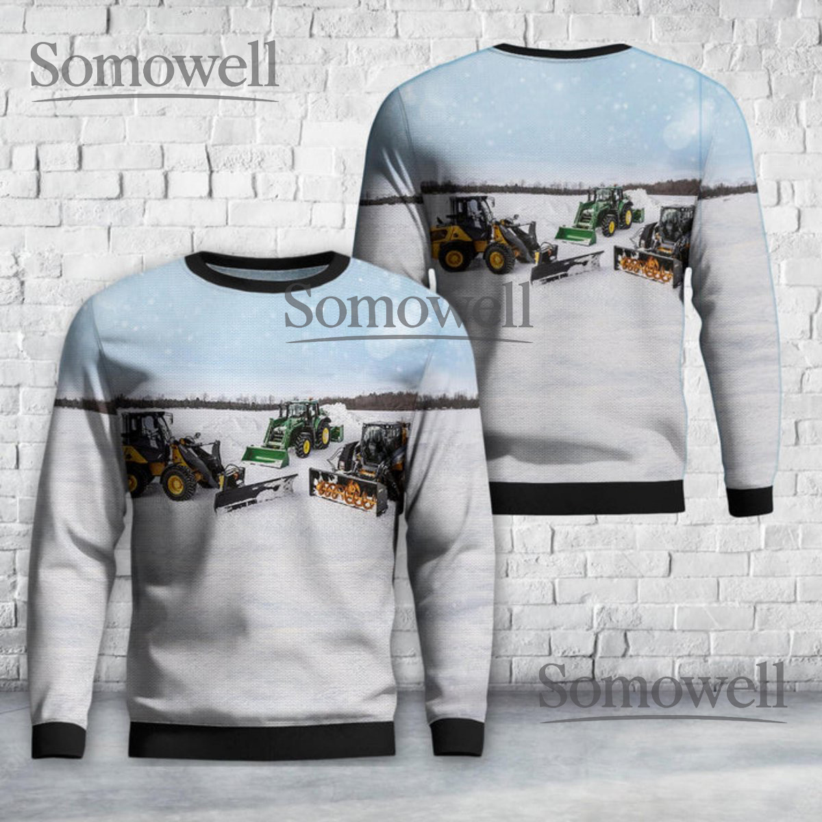 Snow Plow Tractor Christmas Sweater Winter Holiday Crewneck