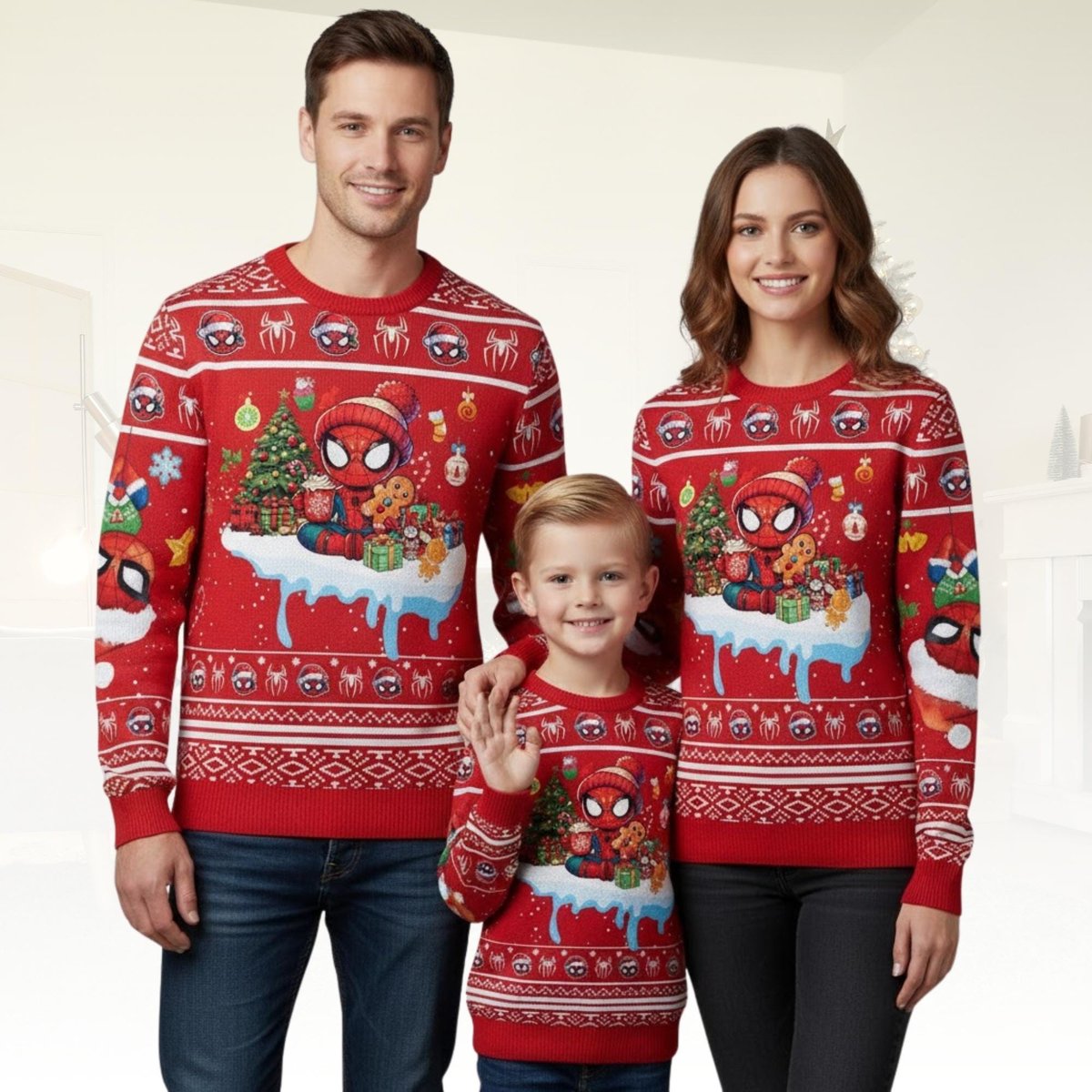 Spider-Man Merry Christmas Red Ugly Christmas Sweater Holiday Knit Gift