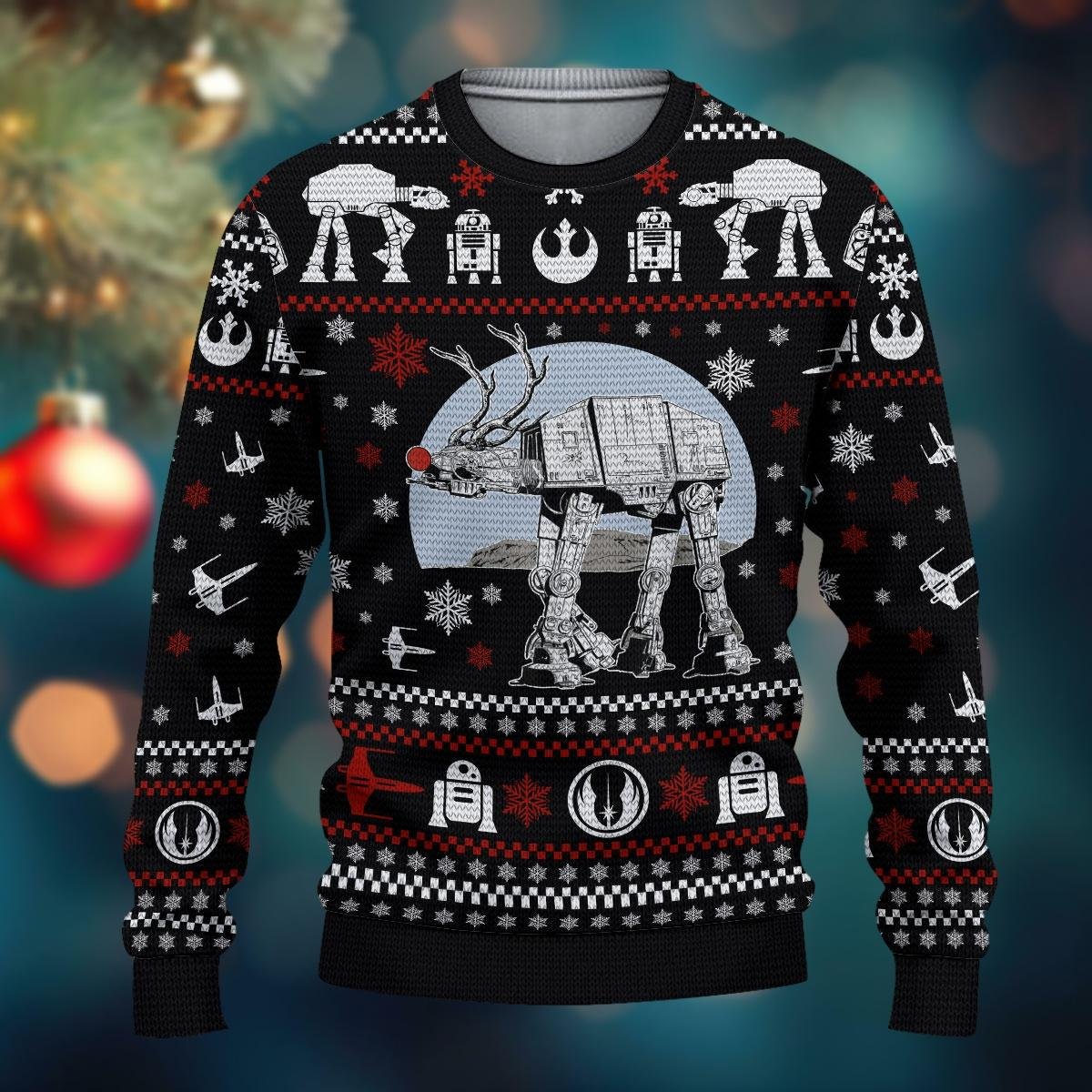 Star Wars AT AT Reindeer Ugly Christmas Sweater Funny Galactic Gift