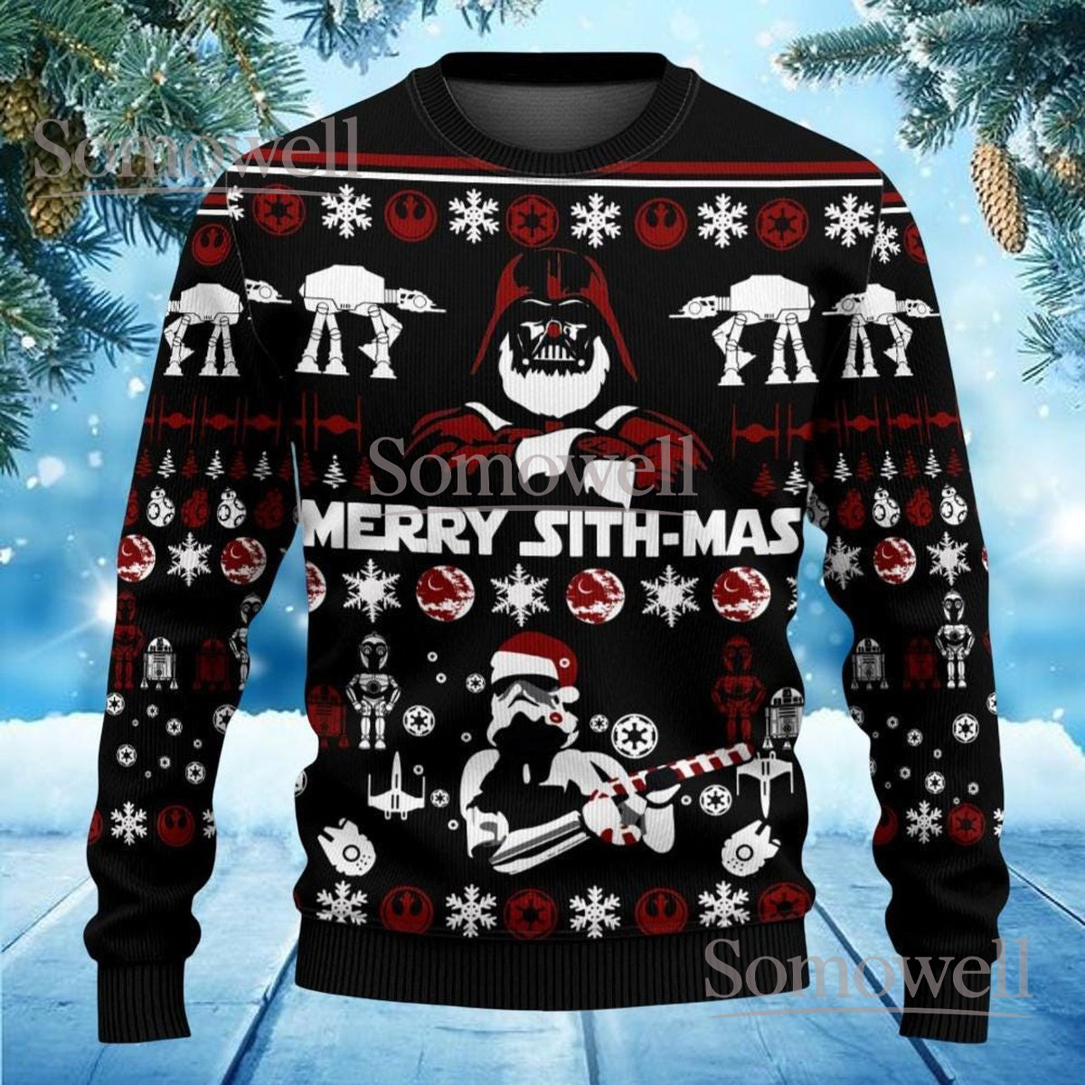 Merry Sithmas Star Wars Ugly Christmas Sweater Funny Darth Vader Holiday Knit Jumper Gift