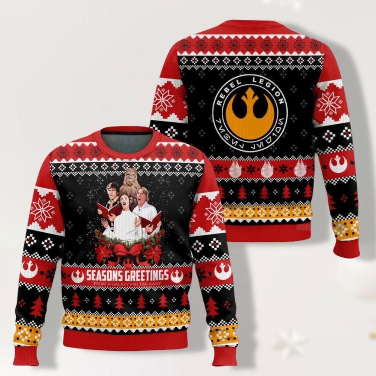 Star Wars Season’s Greetings Rebel Legion Christmas Ugly Sweater Red Black Jumper
