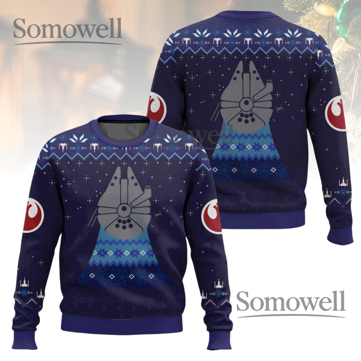 Millennium Falcon Star Wars Christmas Sweater Space Holiday Knit