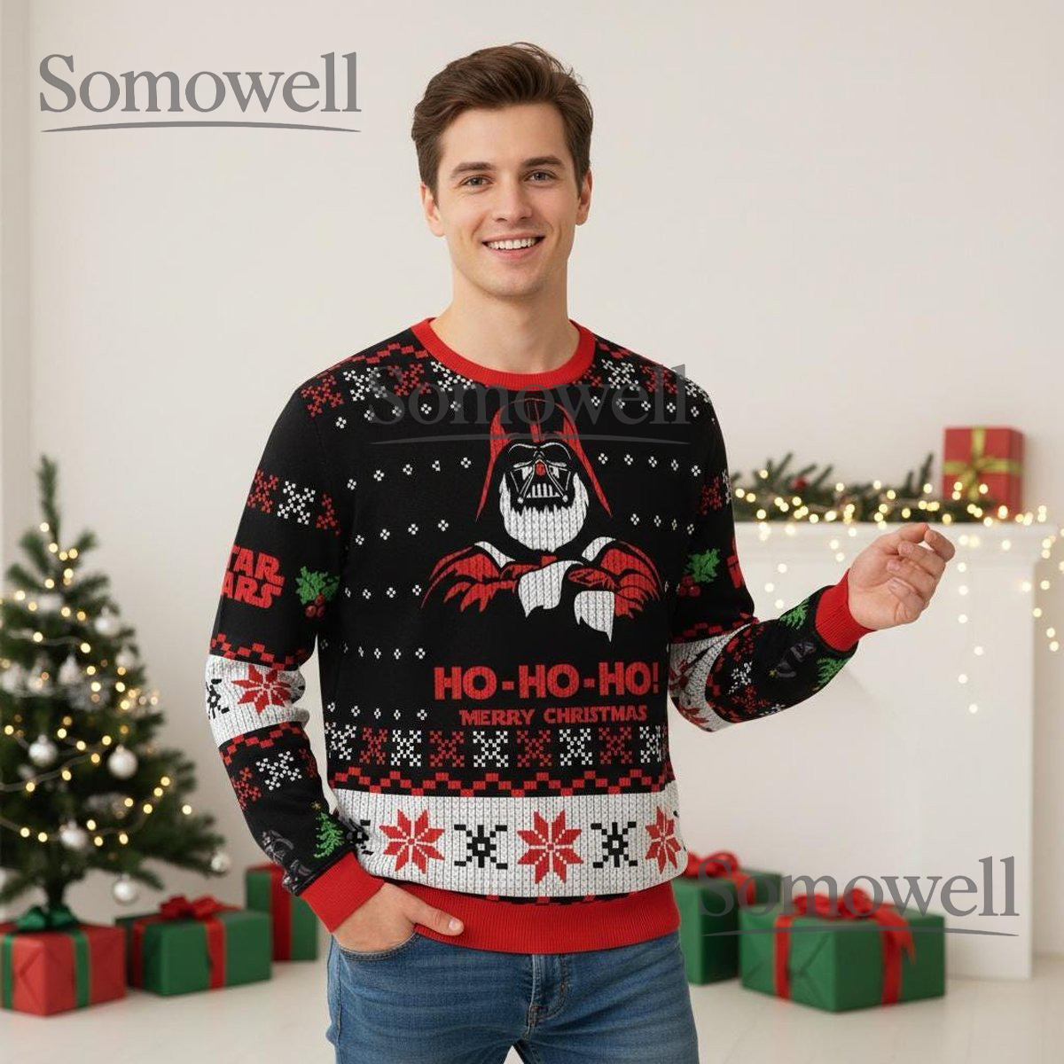 Darth Vader Ho Ho Ho Merry Christmas Sweater Funny Star Wars Knit