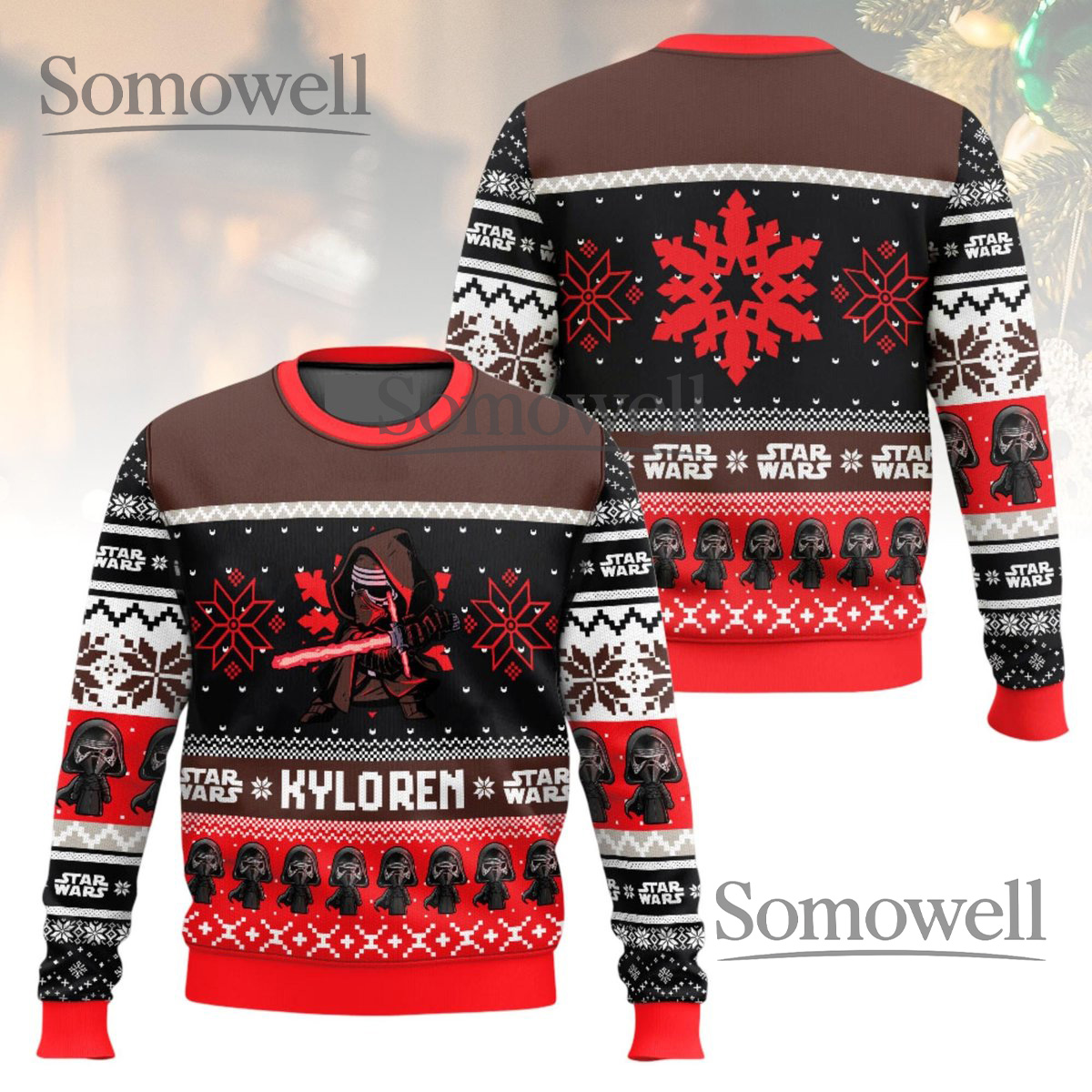 Kylo Ren Star Wars Christmas Sweater Red Black Holiday Knit