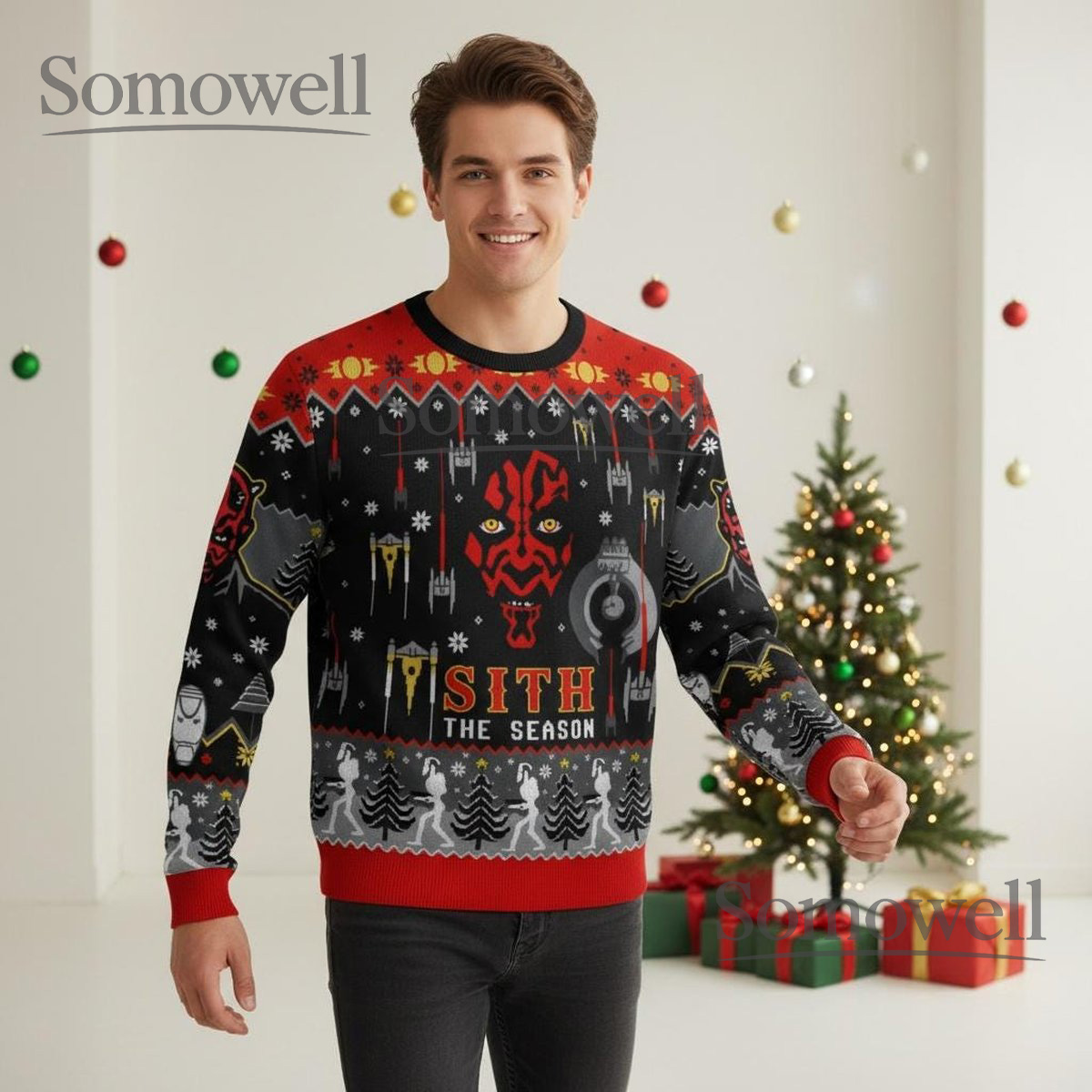 Sith the Season Star Wars Christmas Sweater Funny Darth Maul Ugly Holiday Gift