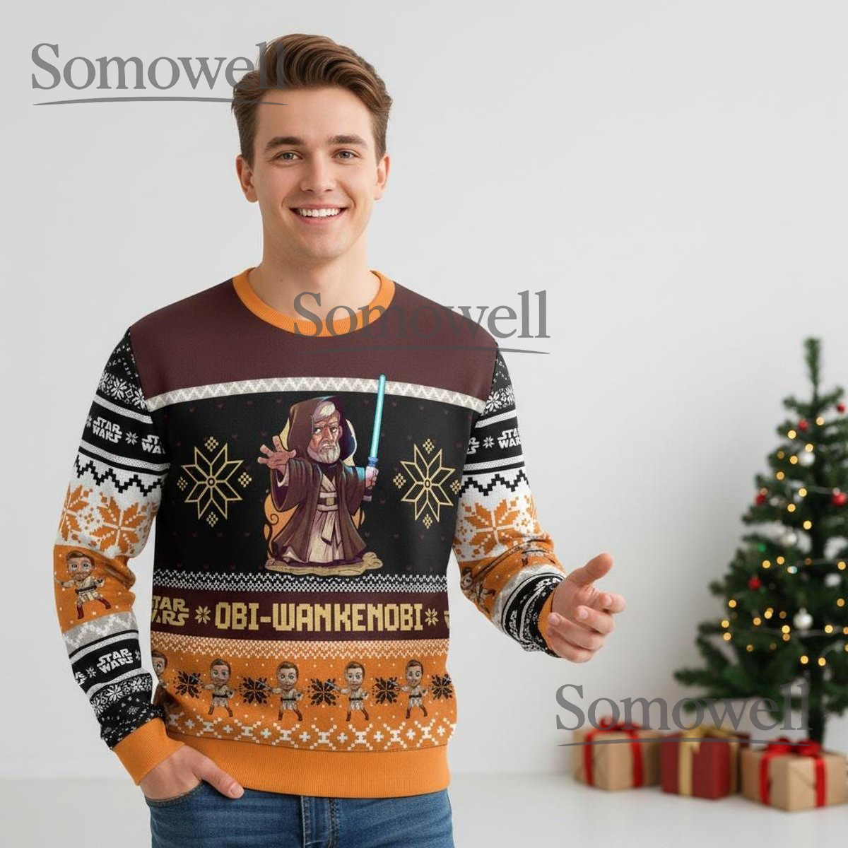 Obi Wan Kenobi Star Wars Christmas Sweater Funny Jedi Ugly Holiday Gift