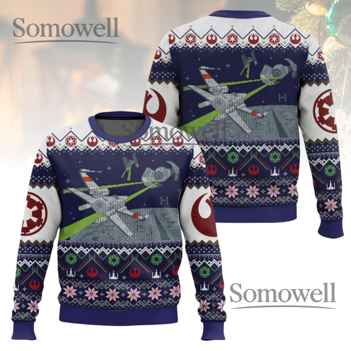 X Wing Starfighter Star Wars Christmas Sweater Funny Space Battle Holiday Gift